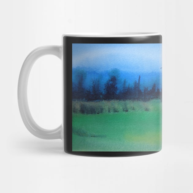 blue and green black spooky woodland stylized by pollywolly